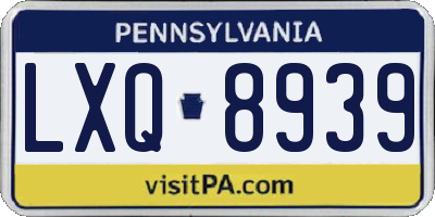 PA license plate LXQ8939