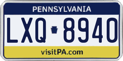 PA license plate LXQ8940