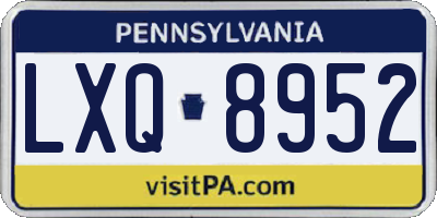 PA license plate LXQ8952