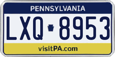 PA license plate LXQ8953