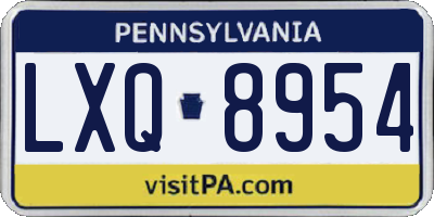 PA license plate LXQ8954