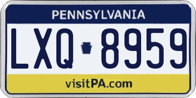 PA license plate LXQ8959