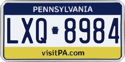 PA license plate LXQ8984