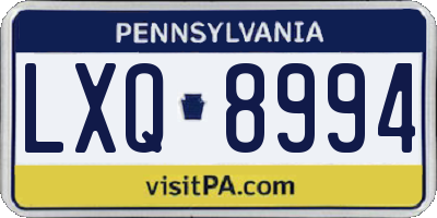 PA license plate LXQ8994