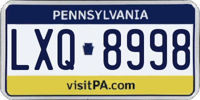 PA license plate LXQ8998