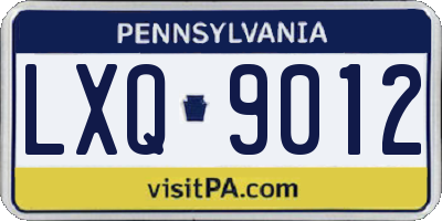 PA license plate LXQ9012