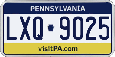 PA license plate LXQ9025