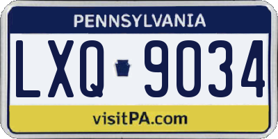 PA license plate LXQ9034