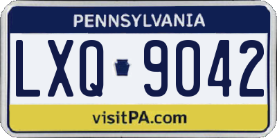 PA license plate LXQ9042