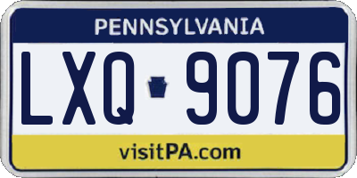 PA license plate LXQ9076