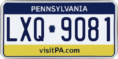 PA license plate LXQ9081