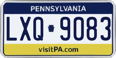 PA license plate LXQ9083
