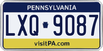 PA license plate LXQ9087