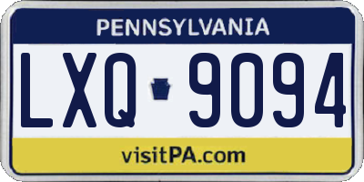 PA license plate LXQ9094