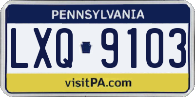 PA license plate LXQ9103