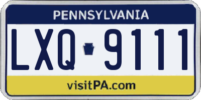 PA license plate LXQ9111