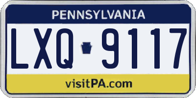 PA license plate LXQ9117