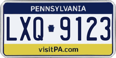 PA license plate LXQ9123