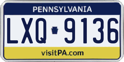 PA license plate LXQ9136