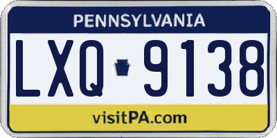 PA license plate LXQ9138