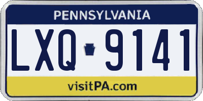 PA license plate LXQ9141