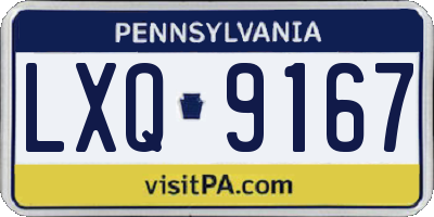 PA license plate LXQ9167