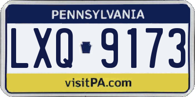 PA license plate LXQ9173
