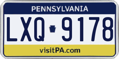 PA license plate LXQ9178