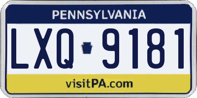 PA license plate LXQ9181