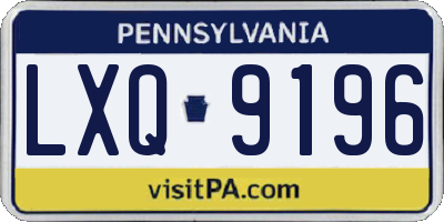 PA license plate LXQ9196