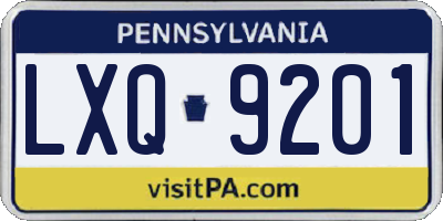 PA license plate LXQ9201