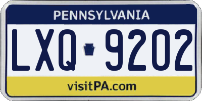 PA license plate LXQ9202