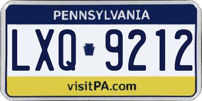 PA license plate LXQ9212