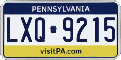 PA license plate LXQ9215