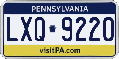 PA license plate LXQ9220