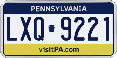 PA license plate LXQ9221