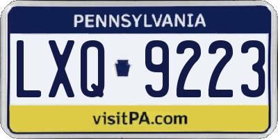 PA license plate LXQ9223