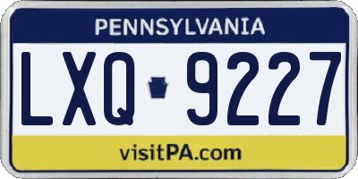 PA license plate LXQ9227