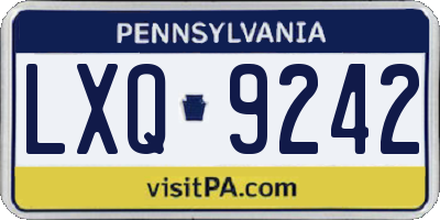 PA license plate LXQ9242