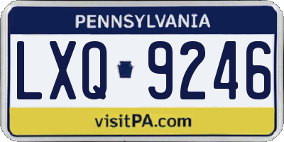 PA license plate LXQ9246