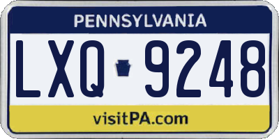 PA license plate LXQ9248