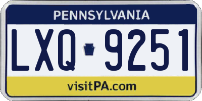PA license plate LXQ9251