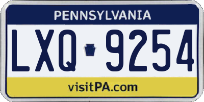 PA license plate LXQ9254
