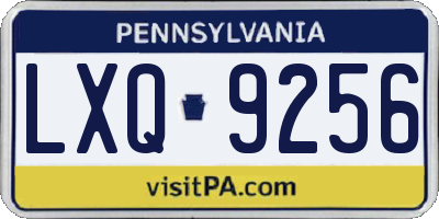 PA license plate LXQ9256