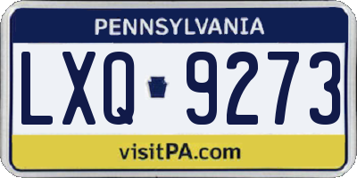 PA license plate LXQ9273