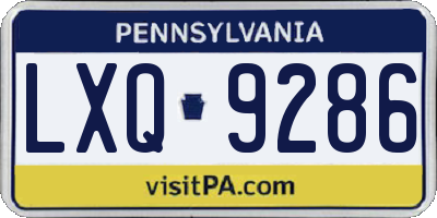 PA license plate LXQ9286