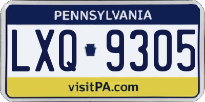 PA license plate LXQ9305