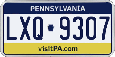 PA license plate LXQ9307