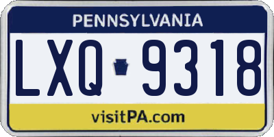 PA license plate LXQ9318