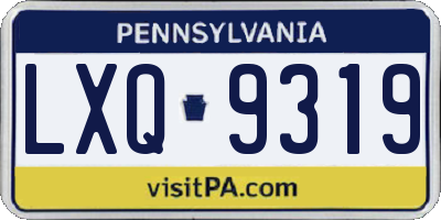 PA license plate LXQ9319